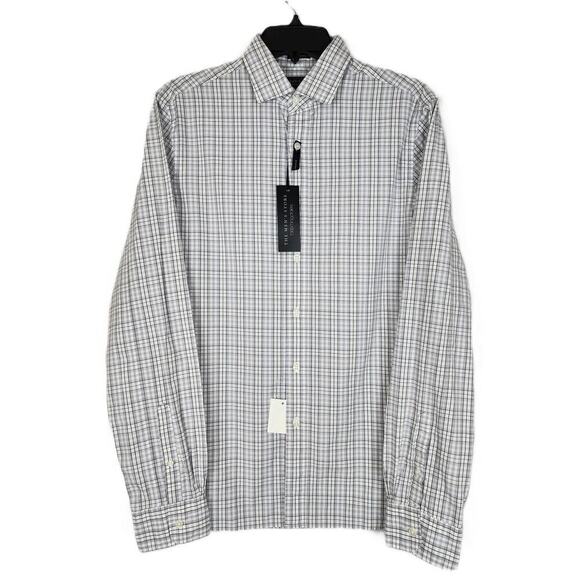 The Men's Store Classic-Fit Stretch Cotton Button-Down Grey Plaid Small NWT - Picture 1 of 4